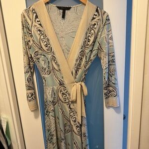 BCBGMAXAZRIA Paisley 3/4 Sleeve Wrap Dress